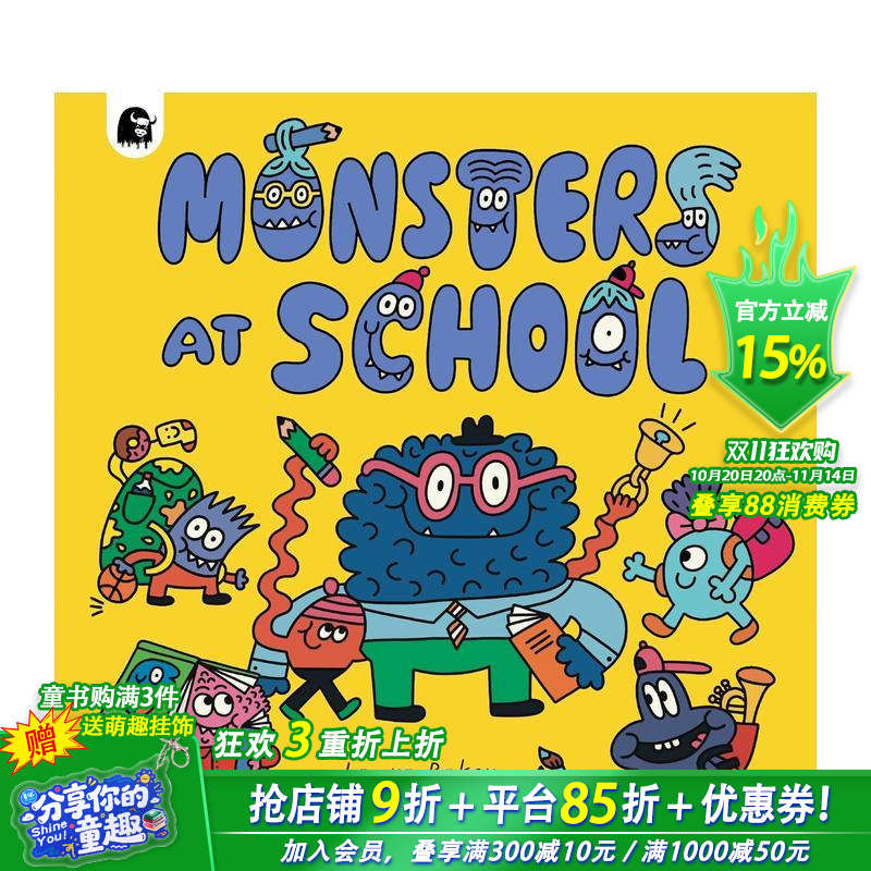 【现货】【混乱的怪物城】怪兽学校 Monsters at School 英文儿童插画故事绘本 进口童书