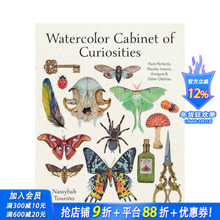 【现货】奇珍异宝：完美描绘奇异昆虫、古董及其他奇异之物的水彩画 Watercolor Cabinet of Curiosities 英文艺术画册 正版进口书