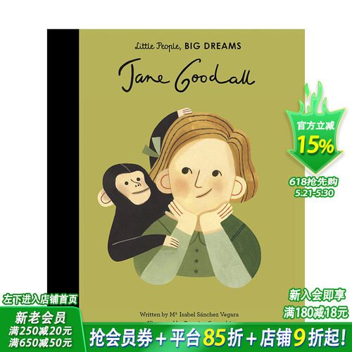 【现货】【小人物，大梦想】珍妮·古道尔Jane Goodall  英文原版精装 3-6岁儿童科学科技生物启蒙 艺术绘本 人物故事 女孩篇