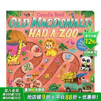 【现货】【滑轨歌谣计数书】麦克唐纳有个动物园 【Slide and Count】Old Macdonald had a Zoo 原版英文儿童趣味