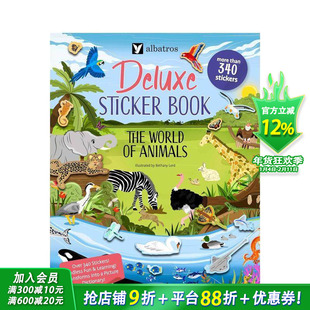 【预售】【300+张贴纸书】动物世界 【Deluxe Sticker Books】The World of Animals 11个场景 英文儿童趣味互动游戏绘本 进口童书