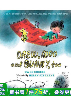 【预售】【获奖插画师Helen Stephens】德鲁， 哞哞和兔子 Drew， Moo and Bunny， Too 英文儿童插画故事绘本 进口童书
