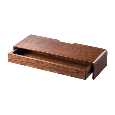 日本SANWA显示器增高架免安装实木电脑液晶屏幕笔记本桌上架支架置物架加大收纳架带抽屉台式屏桌面