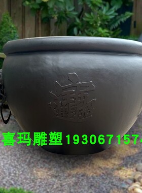 纯铜80口径水缸庭院铸铜门海鱼缸故宫铜大缸双狮环吉祥缸定制花缸