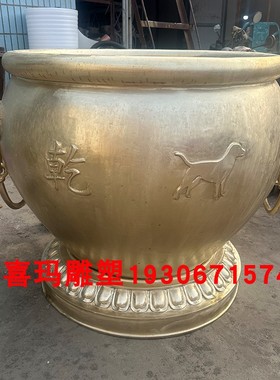 纯铜庭院门海大缸定制铸铜故宫双狮环荷花缸刻字太平缸吉祥缸铁缸