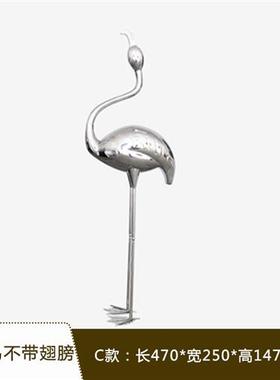 不锈钢火烈鸟雕塑乡村别墅广场户外城市丹顶鹤抽象动物小品艺术摆