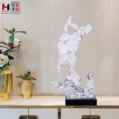 白色透明树脂抽象雕塑艺术品家居饰品餐厅会所装饰工艺品酒店摆件
