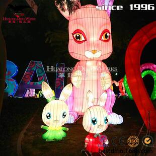 兔年主题彩灯自贡灯会制作源头厂家景区商场不夜城夜游项目