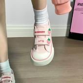 子ins潮学生厚底魔术贴板鞋 回力粉色草莓帆布鞋 百搭鞋 薄款 女夏季