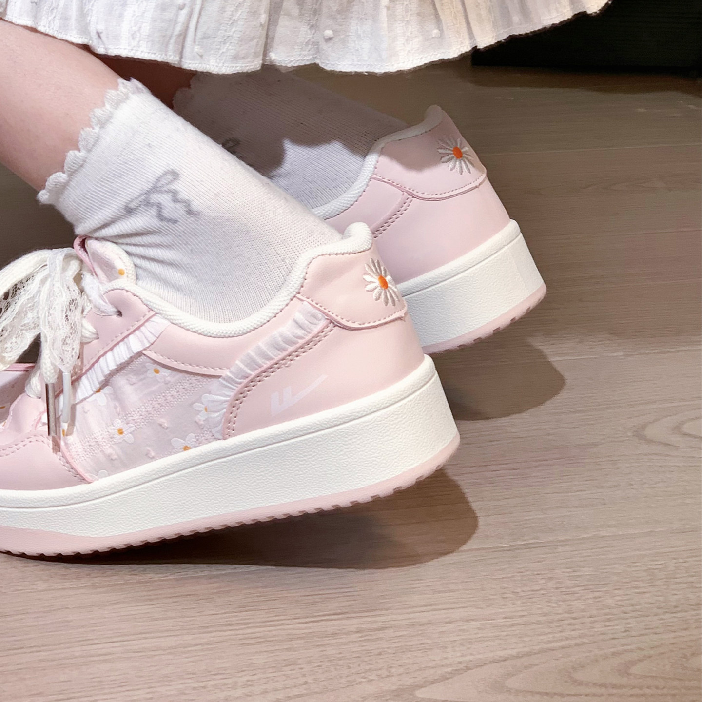 回力粉色小菊小白鞋女2026春季新款百搭鞋子小众原创女鞋厚底板鞋,女鞋,休闲板鞋,淘宝优惠券,粉丝福利购,淘宝优惠卷