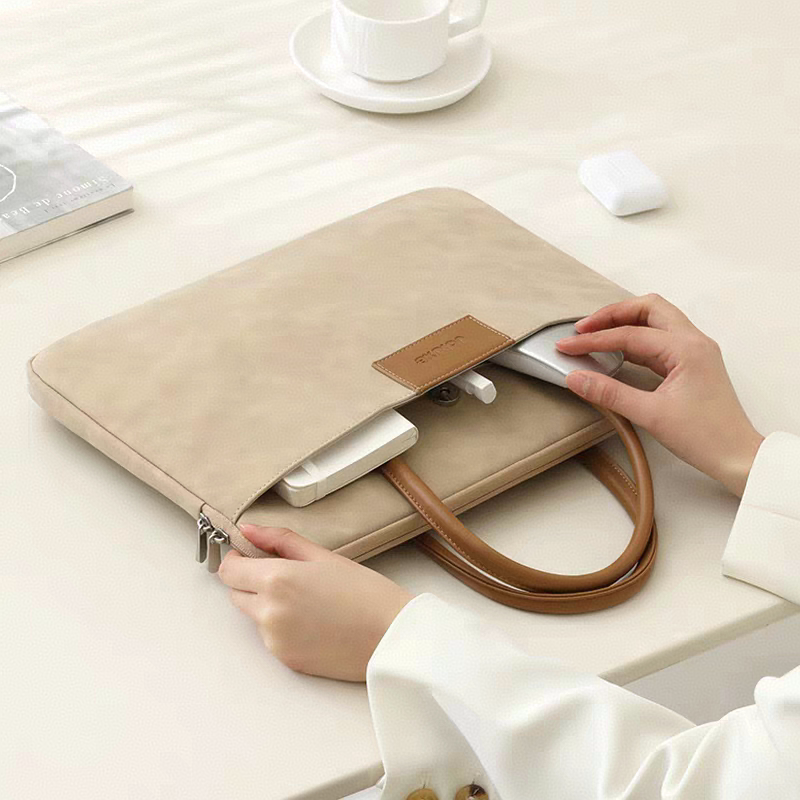 简约商务手提包14英寸防水笔记本电脑包苹果mac13.3寸华为荣耀16.1英寸通用托特包男女大容量收纳包联想air15