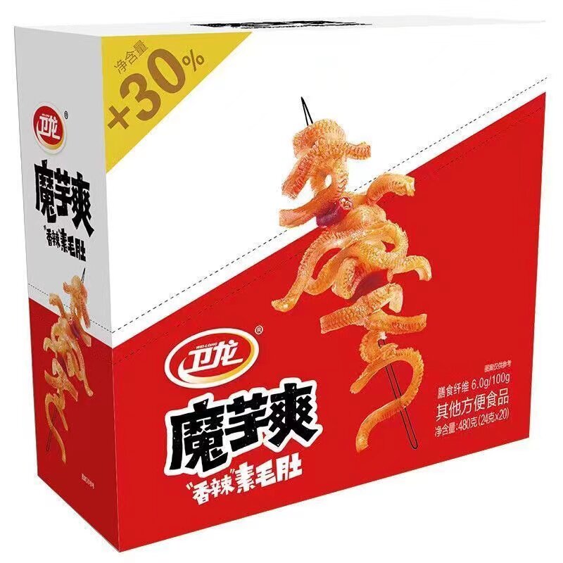 卫龙魔芋爽素毛肚480g盒包装香辣麻辣酸辣味膳食纤维营养开袋即食_虎窝淘