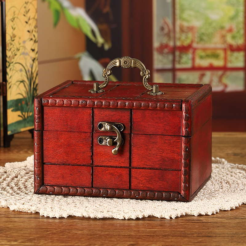 创意复古木质百宝收纳箱首饰盒