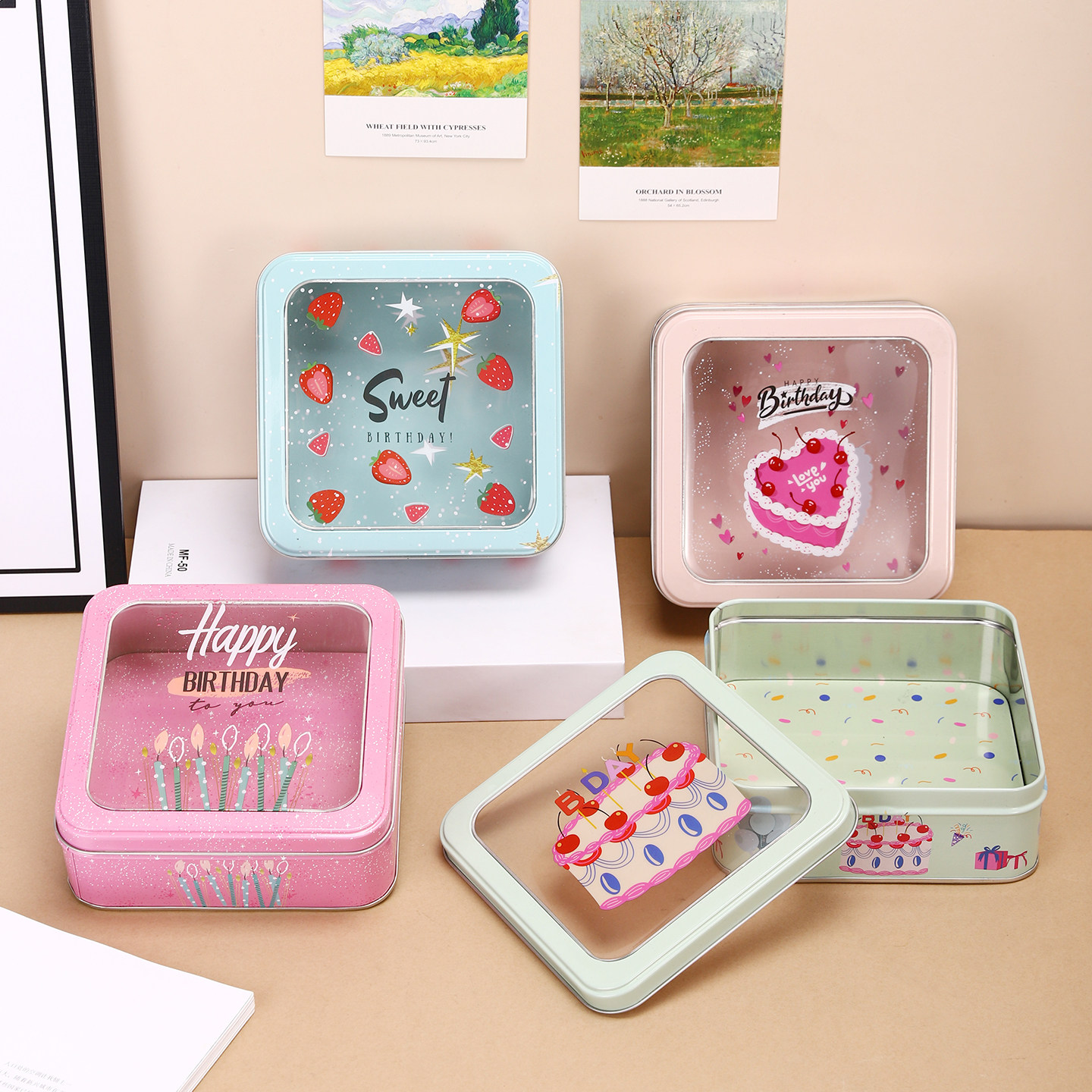 治愈系方形开窗糖果收纳盒创意曲奇饼干盒烘焙盒毕业礼物包装盒,收纳整理,桌面收纳盒,淘宝优惠券,粉丝福利购,淘宝优惠卷