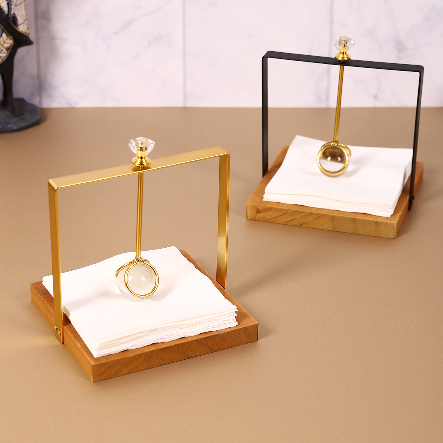 轻奢简约复古木质纸巾架纸巾夹