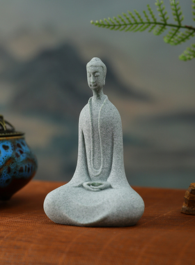 青砂石北魏佛像中式禅意鱼缸造景佛陀摆件花卉盆景假山微景观装饰