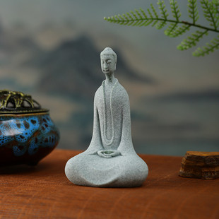 青砂石北魏佛像中式禅意鱼缸造景佛陀摆件花卉盆景假山微景观装饰