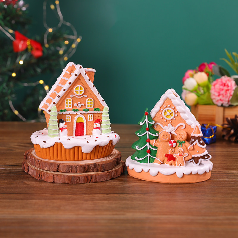 圣诞姜饼人房子摆件树脂桌面创意
