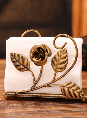 欧式复古铁艺立式纸巾架装饰摆件