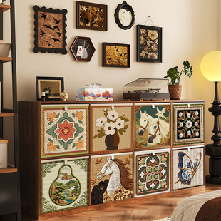 中古风收纳箱卡莱克格子柜美拉德收纳盒布艺收纳筐杂物间储物盒