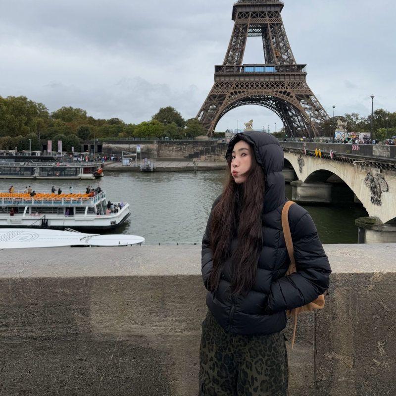 IN.choose u 笑笑家2025新款冬季90白鸭绒连帽立领面包服羽绒服女