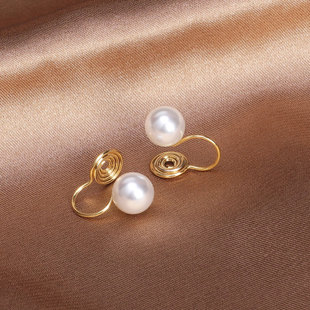 无耳洞耳环 蚊香盘耳夹 儿童简约气质ABS仿珍珠耳饰女小众高级感