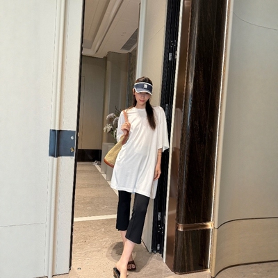 莫代尔圆领短袖女T恤夏薄款显瘦