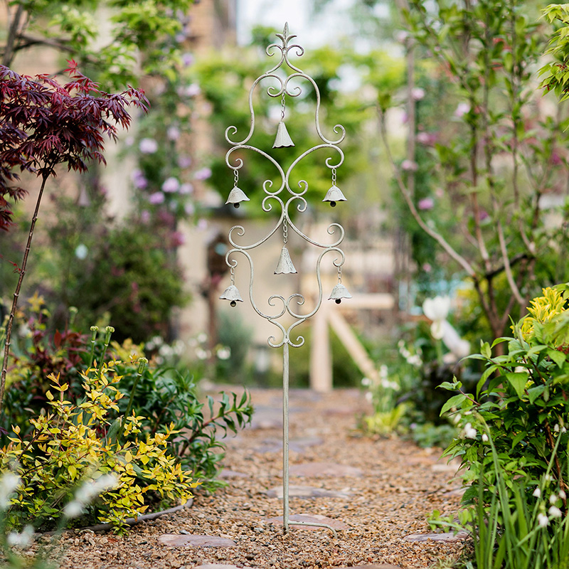 复古花园风铃装饰摆件铁艺爬藤支架花插地插花架户外庭院造景欧式