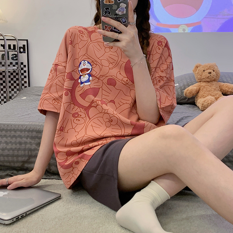 帕兰朵2024新款睡衣女夏季网红风家居服夏天短袖纯棉薄款两件套装_帕兰朵睡衣直供店_女士内衣/男士内衣/家居服-第4张图片-提都小院