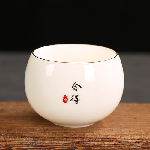 个人主人品茗茶杯羊脂玉轻奢白瓷