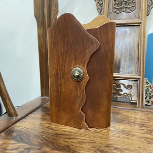 头层植鞣皮手工DIY个性A5笔记本手拿包文件夹男款枥木皮笔记本套