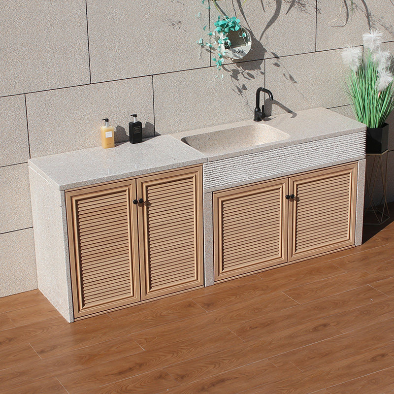 花岗岩烧烤台室外大理石材一体台盆操作台洗手池户外石头洗衣机柜