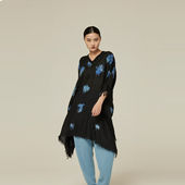 sandriver沙涓羊绒手工毛毡斗篷上衣温柔扇形减龄百搭套头长款