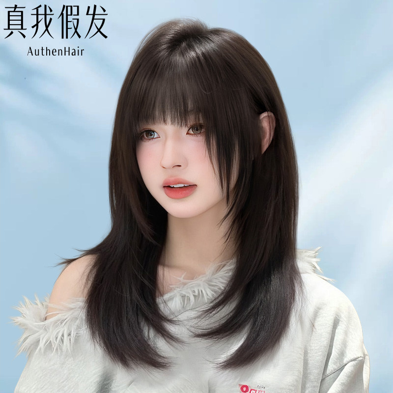 假发全头套女真人发丝中长发自然假发套女漫画刘海假发初恋头发型