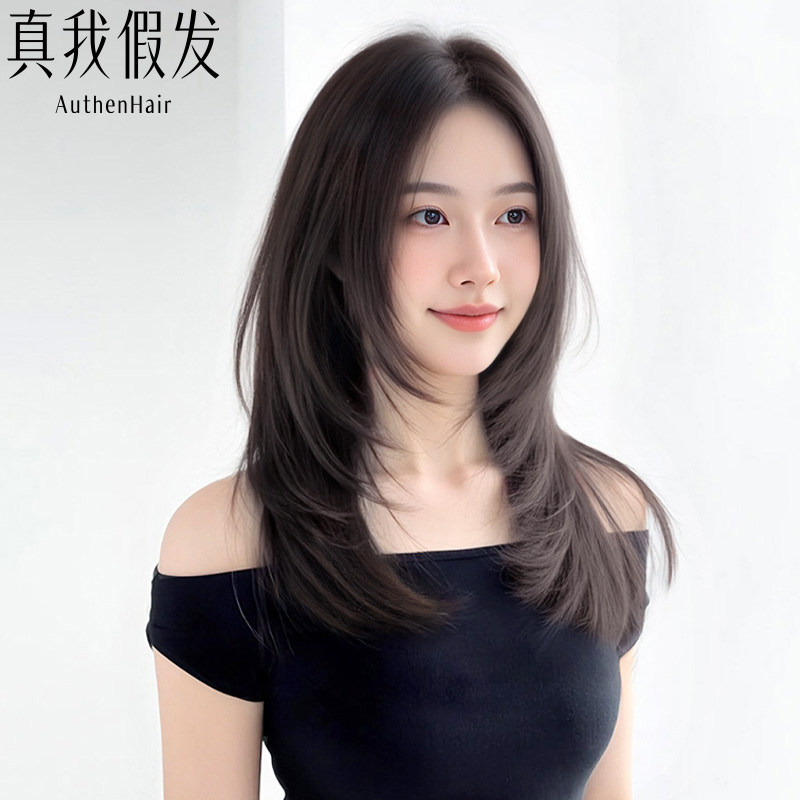 假发女长发全头套中长发无痕隐形递针蕾丝全真人发光头自然假发套