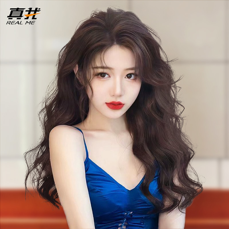 假发女全头套羊毛卷长发港风自然蓬松全真人发八字蕾丝无痕假发套