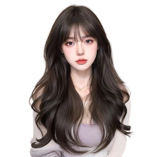 假发全头套女长发卷发大波浪高端真发自然蕾丝递针无痕整顶假发套