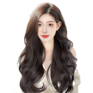 真我假发女长发卷发整顶全头套大波浪自然蕾丝无痕隐形真发假发套