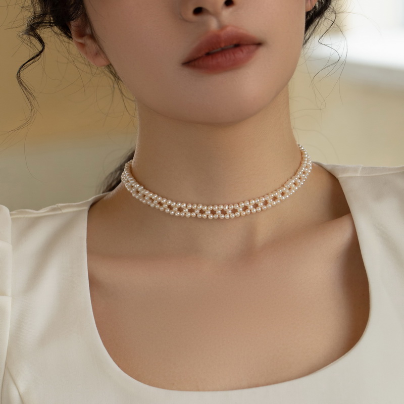 天然珍珠蕾丝女生不掉色项链