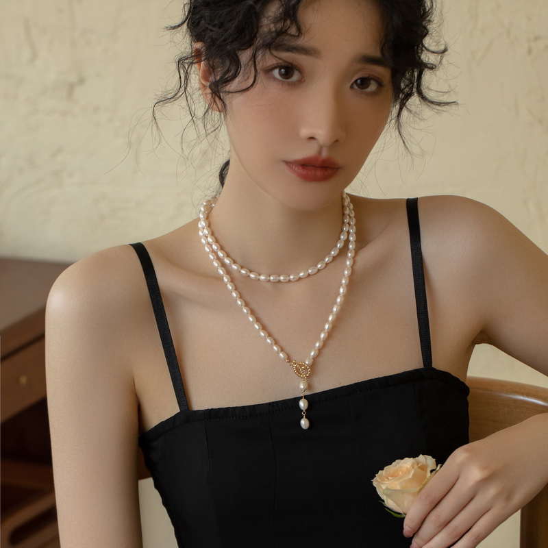 珍珠14K金毛衣链女长款项链多层
