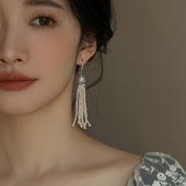 耳钉耳勾耳线 小众设计耳饰时尚 AOILDLLI长款 流苏珍珠女2024年新款