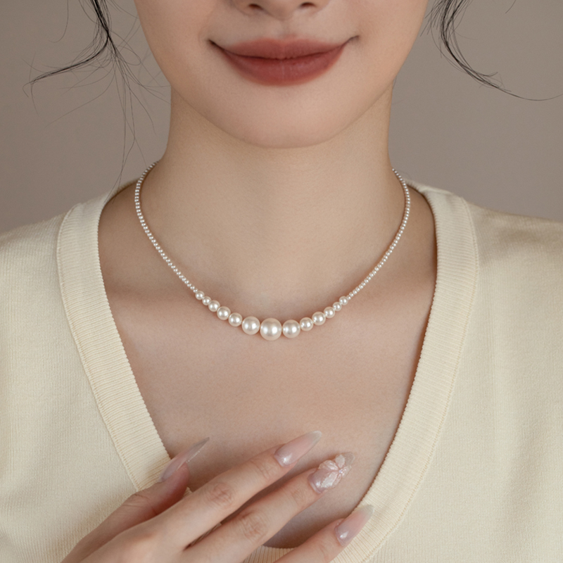 施家珍珠圆珠女项链饰品