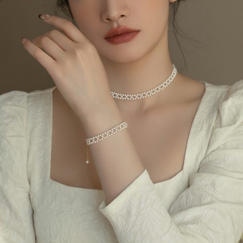 女珍珠时尚蕾丝质感手链ins小众