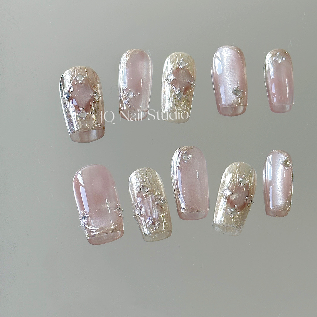 JQ.NAIL【玻璃珠子】手工定制金属猫眼布拉提契指甲贴片美甲穿戴