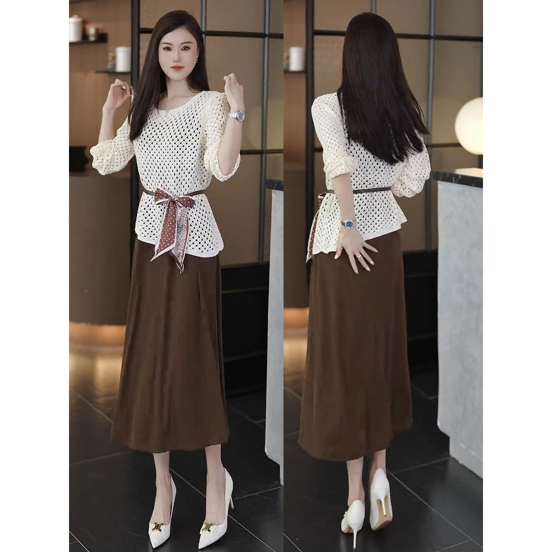 JOYIASS吊带连衣裙女2025新款秋季高级感小个子外搭针织镂空罩衫