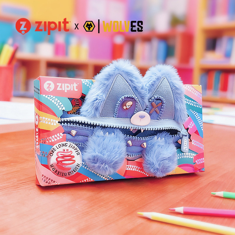 【预售】ZIPIT&狼队联名毛绒小狼拉链笔袋学生王者荣耀创意文具袋