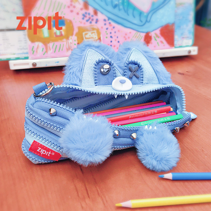 ZIPIT经典大金牙怪兽一根拉链笔袋创意学生文具怪兽搞怪笔盒超大容量流行儿童透明小学生黑色文具盒儿童礼物