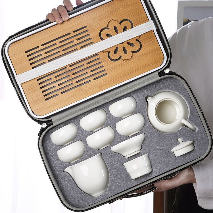 羊脂玉旅行功夫茶具套装家用轻奢白瓷泡茶壶茶杯小套高档户外