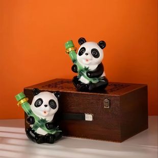 景德镇陶瓷空酒瓶2斤装国宝熊猫密封酒坛装饰创意装饰摆件酒坛子