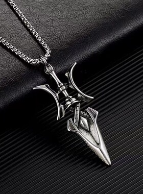 国潮方天画戟项链男士 ins冷淡风潮酷小众设计感饰品男生嘻哈吊坠
